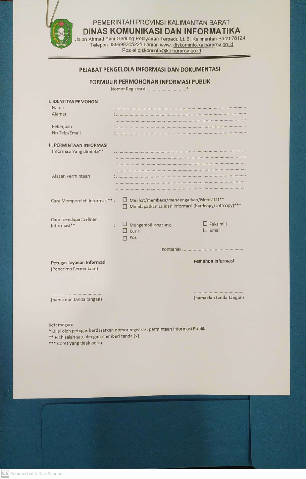 Formulir Permohonan Informasi